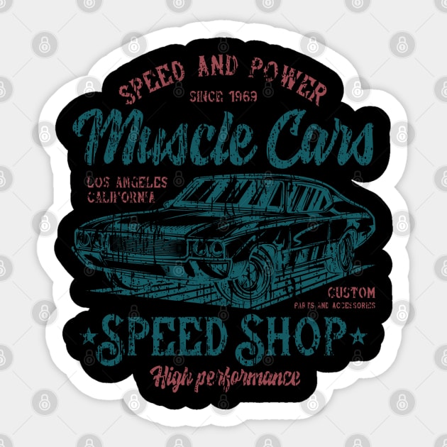 Muscle car custom garage distressed Sticker by SpaceWiz95